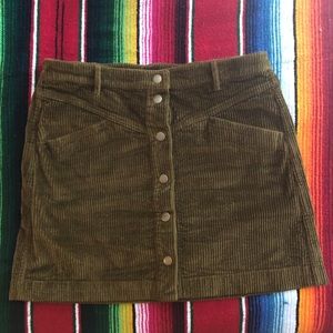 madewell corduroy a line button front skirt